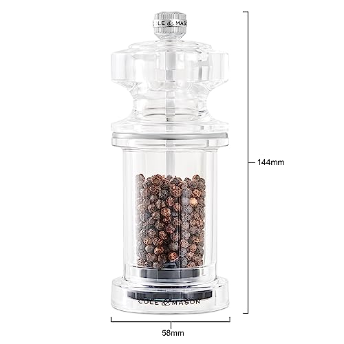 Cole & Mason 605 Salt and Pepper Mill Set, Precision+/Ceramic Mechanisms, Adjustable Salt and Pepper Grinders, Acrylic, 144mm - Image 3