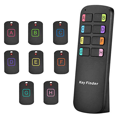 Key Finder Locator,Wireless RF Item Locator with Letters Key Tracker with 85DB Loud Beeping Sound and 115 Feet Remote Control 8 Receivers Anti-Lost Tags and Keychains