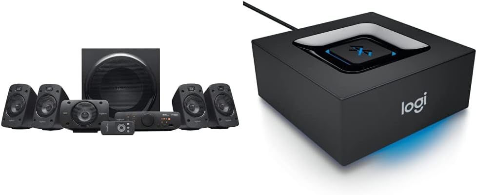 Logitech Z906 Surround Sound Speaker System Bundle with Bluetooth Audio Adapter