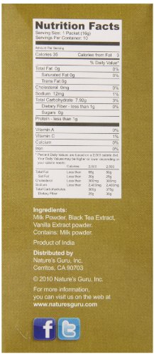 Nature's Guru Instant Vanilla Chai Tea Drink Mix Unsweetened 10 Count Single Serve On-The-Go Drink Packets (Pack Of 8) #TOP3