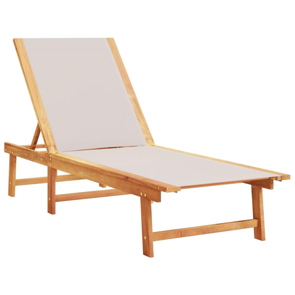 ZEYUAN Lettino Prendisole Grigio Legno Massello di Acacia e Textilene,Lettino Prendisole,Sdraio da Spiaggia,Lettino da Sole,Lettino da Giardino-4008413
