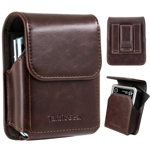Tarbicgear TBG-FP1 Holster For Z Flip 5, Motorola Razr Plus, Flip Phones Magnetic Belt Pouch With Belt Clip & Card Slot, Leather Flip Phone Case cover