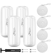 OBAKL Boat Fenders 4 Pack 8 x 20 Inches Ribbed Center Hole Boat Fenders Bumpers for Docking, Come...
