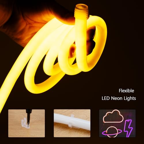 Image of BENLUN 24V 360 Degree LED Neon Light 16.4ft, 3000K Warm White LED Strip Light Outdoor Waterproof, Flexible LED Rope Light for Bedroom Garden Commercial (Power Adapter not Included)