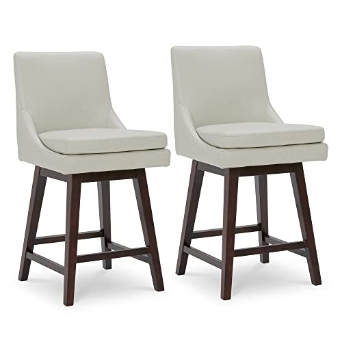 CHITA Counter Height Swivel Barstool with Back Set of 2, Upholstered Faux Leather Swivel Bar Stool, 26.8