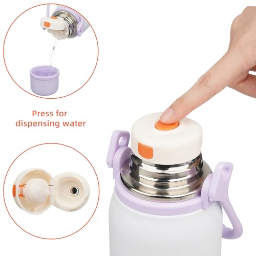 Image of Konokyo 50oz Thermos for Cold Drinks, Insulated Water Bottle, Purple Pearl