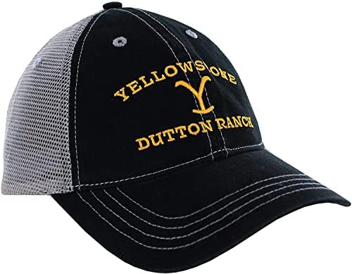 Yellowstone Dutton Ranch Trucker Hat Black Gray, Black, Grey, XL/One Size