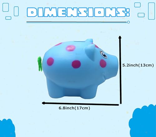 Image of Piggy Bank for Kids with Lock & 2 Keys - Pig-Shaped Polka Dot Coin Bank for Boys & Girls | BIS Certified Plastic Gullak | Money Saving Bank Gift Toddlers 3+ Years | Made in India (Blue)
