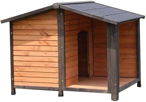 VGVGペットハウス ペット犬小屋 ペットヴィラ 屋外の犬小屋 木製ペットハウス ドア付きペットハウス 犬小屋 屋内猫犬小屋 外の全天候型 大中小ペットルーム オールシーズン利用可能 (S73*91*70,ブラウン)
