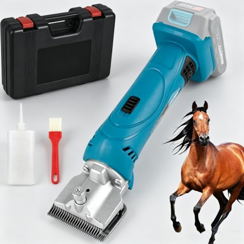 Maquina pelar Caballos Compatible con Makita 18V batería | Profi Esquiladora Caballos para Pelo Grueso y Enmarañado, Maquina esquilar Caballos, Pelo Caballos máquina