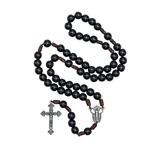 Intercession™ Our Father Sacred Handmade Solid Wood Rosary (Our Lady - Black)