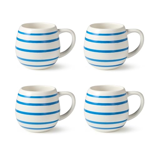 Set de 4 mugs de loza azul estilo costero 20 oz miniatura 1