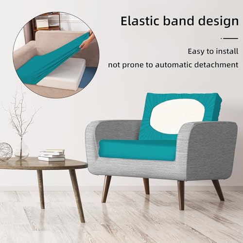 Image of 8Pcs Stretch Patio Cushion Covers,Outdoor Couch Covers Replacement,Outdoor Couch & Sofa Slipcovers,for Patio Furniture Cushion Covers,Washable Reusable Furniture Protector (Peacock Blue,Cover Only)
