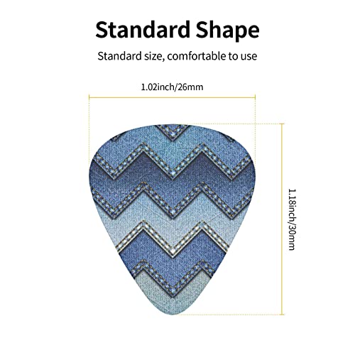 Pack de 12 médiators en denim bleu dégradé pour guitare électrique Guitare acoustique Diverses guitares - Les Beatles, Paul McCartney, John Lennon, RIngo Starr, George Harrison Pack de 12 médiators en denim bleu dégradé pour guitare électrique Guitare acoustique Diverses guitares – Image 4