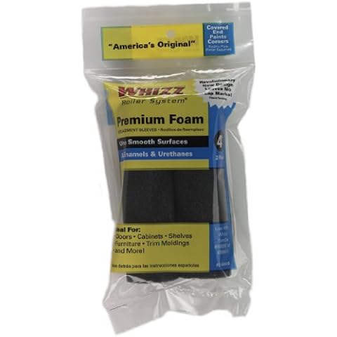 Work Tools International 4-Inch 54060 Whizz Premium Foam Paint Roller Cover, Black, 2-Pack, Color Cover