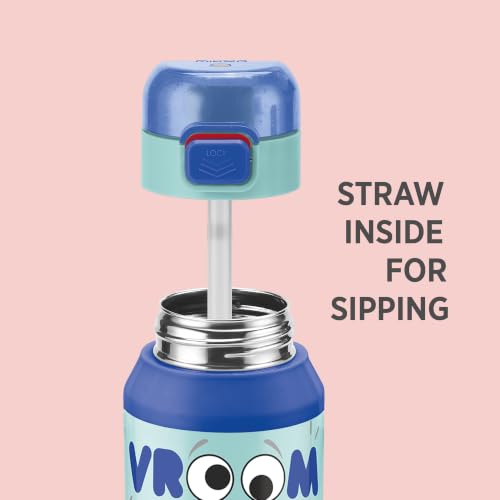 Image of Milton Steel Helio 400 Thermoware Water Bottle 370 ml with One Touch Safety Lock & Twin Lid Sip or Gulp, Long Hours Hot & Cold, Leak Proof, ISI Certified, PU Insulated, for Kids, Gym, School,Dark Blue