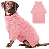 Picture of AOFITEE XL Dog Sweater, Dog Sweater Large Size Dogs, Large Dogs Sweaters for Female Male, Turtleneck Thick Warm Knitted Winter Fall Pet Sweatshirt Pullover, Solid Pet Christmas Sweaters (Pink, XL)