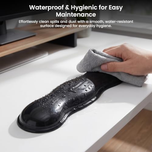 Image of Mouse & Keyboard Wrist Rest Pad Set of 2 Black Silicone Gel Hand Rest Non-Slip Footpad 14 inch Ergonomic Design Wrist Support for Office Computer Laptop Mac Typing Pain Relief Desk Gaming Accessory