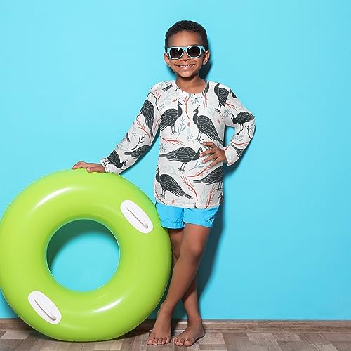 Image of CaTaKu Boys Swim Shirt Long Sleeve Rash Guard for Boys Toddler Rashguard Water Sun Shirt UPF+ 50 Swimwear