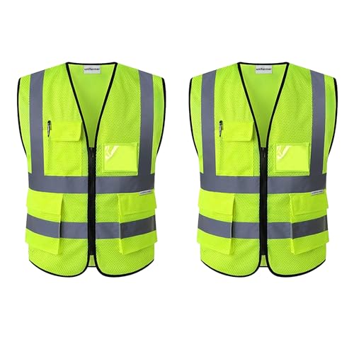 Image of uniformer Premium Safety Jacket for Men and Women | Reflective High Visibility | Ideal Unisex Safety Jacket for Civil Engineer | Used in Airport, Construction, Traffic