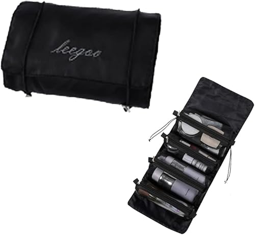 Neceser de viaje, bolsa de maquillaje enrollable, bolsas de cosméticos, con cuerda elástica, organizador de maquillaje para mujer, cuidado personal,