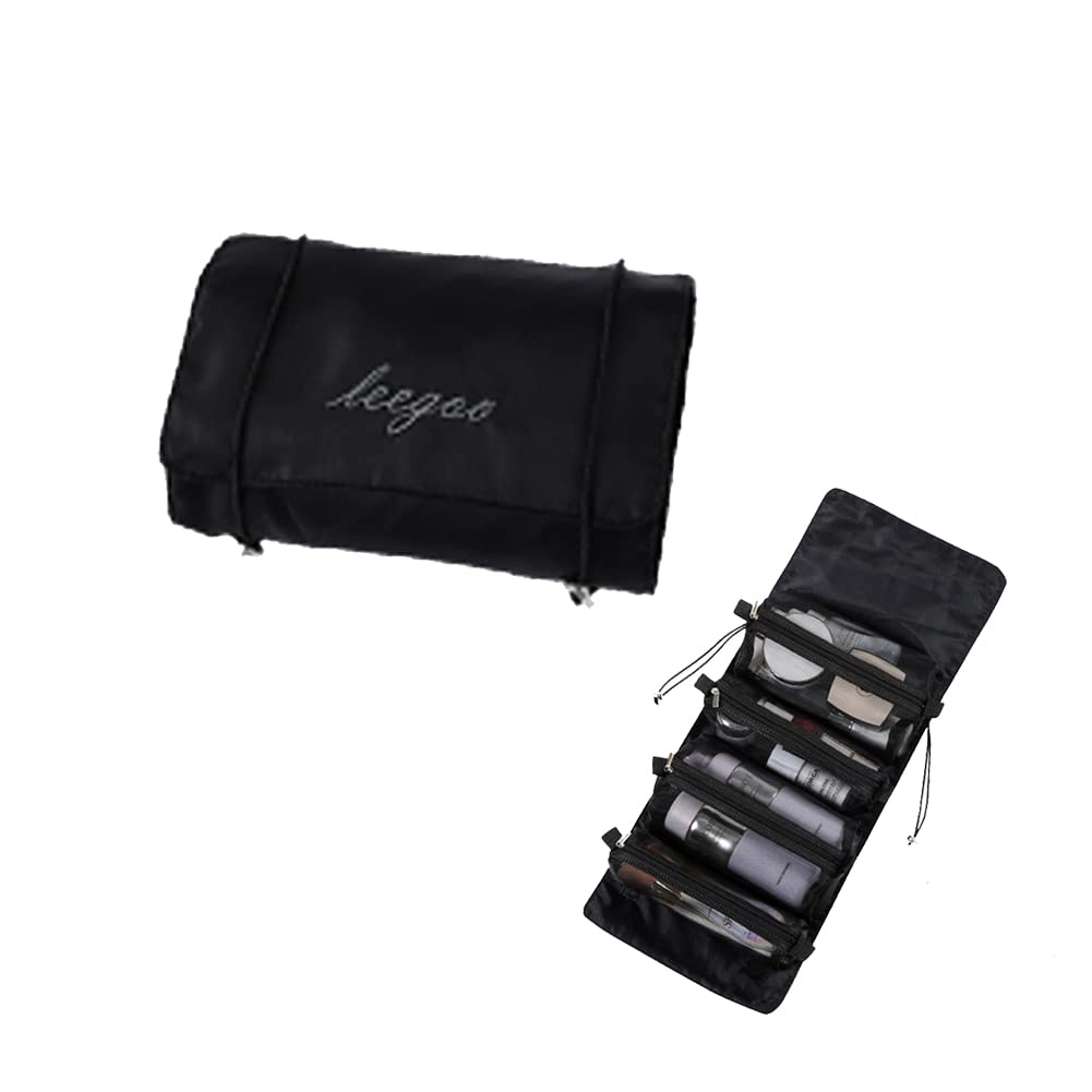 KAKKOII Roll Up Makeup Bag, Hanging Toiletry Bag, 4 in 1 Detachable Cosmetic Bag, 4 Removable Storage Bags, Travel Makeup Organizer Bags for Women Men