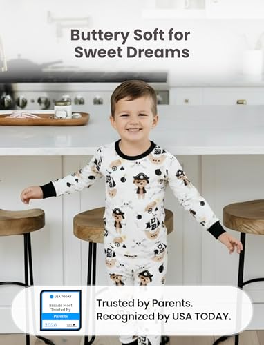 Image of PATPAT Bamboo Viscose Pajama Sets for Toddler Boys & Girls Baby Kids, Ultra-soft Snug fit Pjs Sleepers for Birthday Holiday
