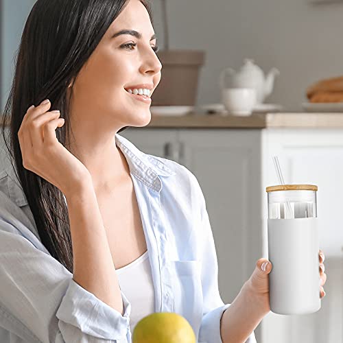 Tronco 20oz Glass Tumbler Straw Silicone Protective Sleeve Bamboo Lid - BPA Free