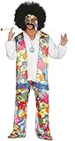 FIESTAS GUIRCA | Disfraz Hippie Rainbow Adulto (54-56/XL) - Camisa, Cinta para la Cabeza y Pantalón - Disfraces de los Años '60 para Fiestas de Disfraces, Carnaval y Halloween - Ideal para Adultos