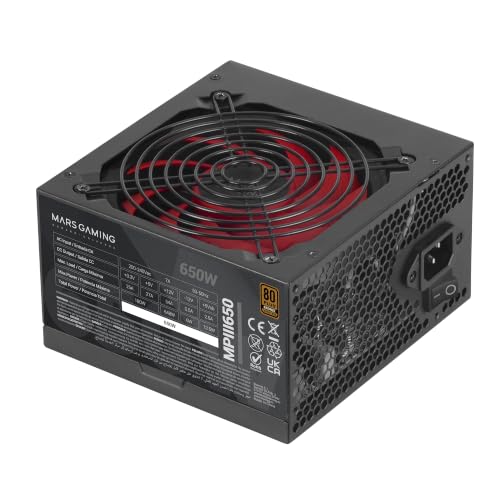 Alimentatore Mars Gaming MPIII650 ATX 650W, 80 Plus Bronze, Nero