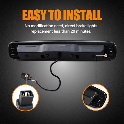 Image of Third 3rd Brake Light, LED High Mount Stop Light for 1999-2007 Chevy Silverado GMC Sierra 1500 2500 3500 HD Classic, Rear Center Cab Roof Tail Cargo Lamp, X Style