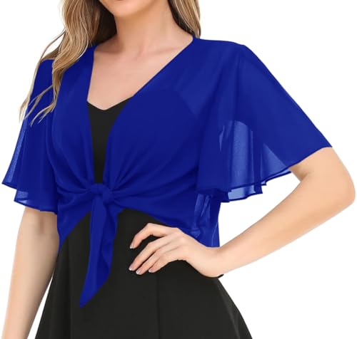 Image of Women's Solid Puff Sleeve Kimono Short Cardigan Loose Cover Up Casual Blouse Top Chiffon