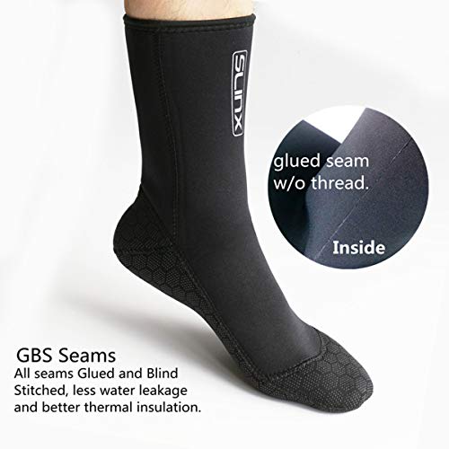 PAWHITS Calcetines de neopreno de 3 mm calcetines térmicos antideslizantes de buceo, para hombres y mujeres, buceo, snorkel, natación, surf, vela, kayak, Unisex adulto, negro, large