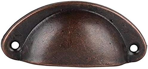 BESTZY 3.35" (85mm) Bin Cup Drawer Handle Pull, Antique Red Bronze Iron Drawer Knobs Pulls Handles - Vintage Kitchen Cabinets Furniture Wardrobe Medicine Pull Handle(20 Pack)