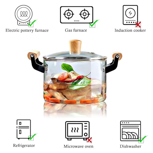 Aefpoymxu 4.5L Glass Stock Pot With Lid Heat Resistant Borosilicate Potpourri Simmer Pot With Cover Stovetop Safe Clear Pot Saucepan For Milk Food Soup thumb #4