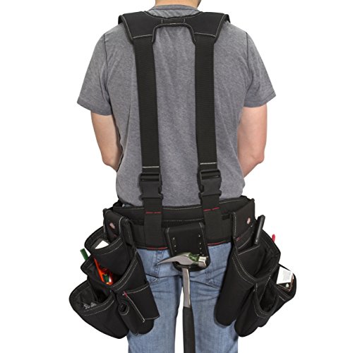 Dickies 4-Piece Carpenter's Rig, Padded Tool Belt Suspenders, Cooling Mesh, Tool Belt, Steel Buckle, Black #TOP3