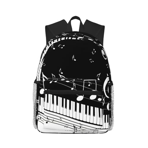 Sac à dos imperméable notes de musique noir et blanc pour le travail et l'école