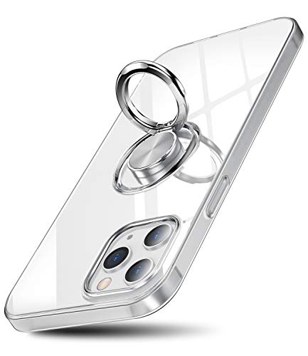 OURJOY iPhone12 Pro ケース リング付き iPhone 12 対応 6.1インチ スマホケース アイフォン 12pro ケース クリア TPU ストラップホール付き 車載ホルダー 一体型 耐衝撃 iPhone12カバー • クリア