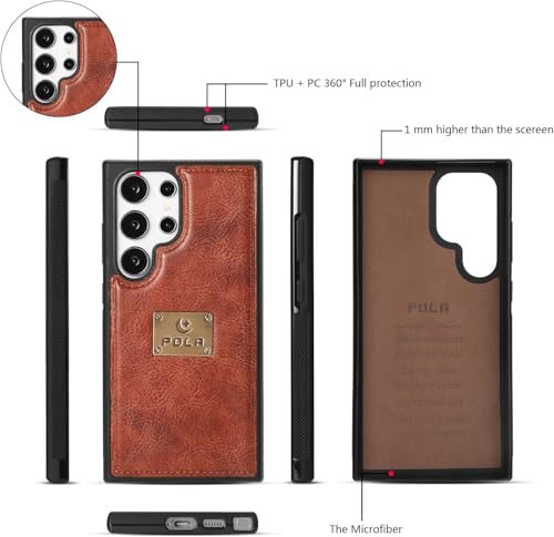 Étui Samsung Galaxy S26 Plus marron avec housse portefeuille à rabat amovible