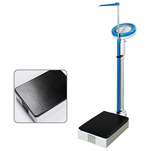 OUSIKA Báscula mecánica de baño, capacidad 120 kg, varillas 70-190 cm, color negro y azul