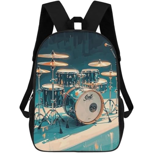 QIOEURYU Mochilas Cool Drums Set Laptop,16 Pulgadas Moda Bolso de Viaje Bolso de Hombro Crossbody para Trabajo Ocio Exterior Regalos de Vacaciones