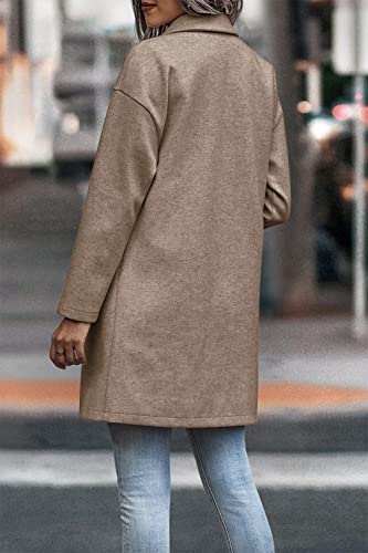 Prettygarden Women's 2023 Plaid Shacket Jacket Casual Button Wool Blend Winter Tartan Trench Coat With Pockets (Solid Camel,Large) #TOP3