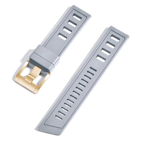 Bracelet de montre FKM 20mm 22mm étanche gris or élastomère pour montre de plongée