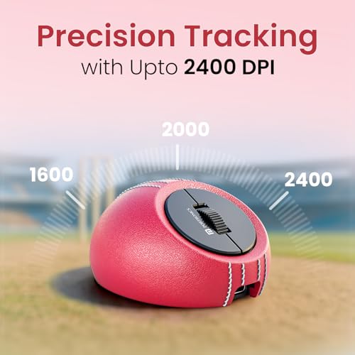 Image of Portronics ToadPlay Cricket Mini Wireless Bluetooth Mouse with Dual Wireless Connectivity (BT + 2.4 GHz), Rechargeable Battery, Noise-Free Clicking, Multi-Device Pair, Adjust Sensitivity (Red)