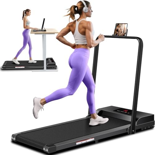 Walking Pad with Handle Bar, 2.5HP Walking Pad Treadmill, 3 in 1 Portable Under Desk Treadmills for Home Small Space, Foldable Folding Home Treadmill with Remote Control, 320LBS Capacity