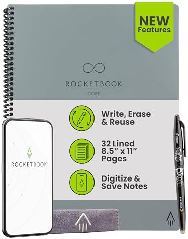 Rocketbook Core Reusable Smart Notebook, Lined Pages For School, ...