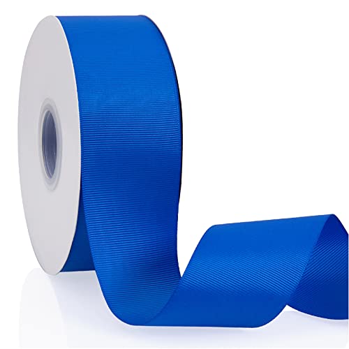 Royal Blue 2" X 50 Yards Solid Color Double Faced Grosgrain Ribbon for Gifts Wrapping, Wedding, Party, Crafts