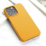 FORLUZ Litchi Grain Lederhülle für iPhone 14 15 13 11 12 Pro Max 13 Mini XR X XS Max 14 Plus Rückseite, gelb, für iPhone 14 Plus