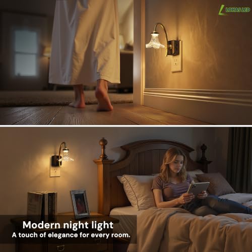 Image of L LOHAS LED Night Lights Plug into Wall, 3000K Soft White | Morning Glory Floral Nightlight with Dusk to Dawn Sensor, 0-100lm Adjustable Brightness, for Hallway Bedroom Stairway