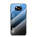 Produktbild FANFO® Hülle für Xiaomi Poco X3 Pro/Xiaomi Poco X3 NFC Handyhülle, Farbverlauf aus Gehärtetem Glas Stoßfest Mobile Rückseite Case Cover, Kratzfeste Handytasche Silikonhülle Schutzhüllen, Blau Schwarz